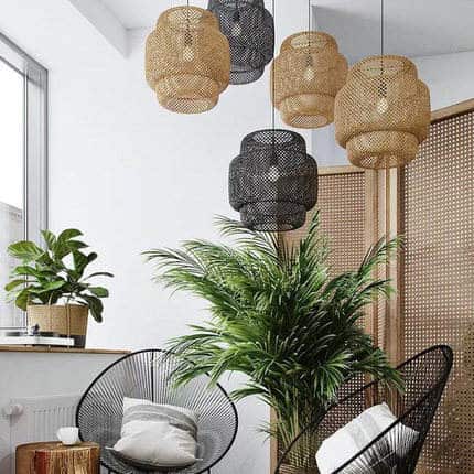bamboe hanglamp 40cm - Zwart