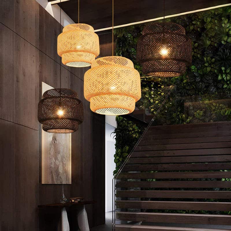bamboe hanglamp 40cm - Zwart