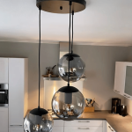 Glazen hanglamp smoked, 3-lamps