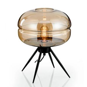 Tafellamp 4 poten, rond glas